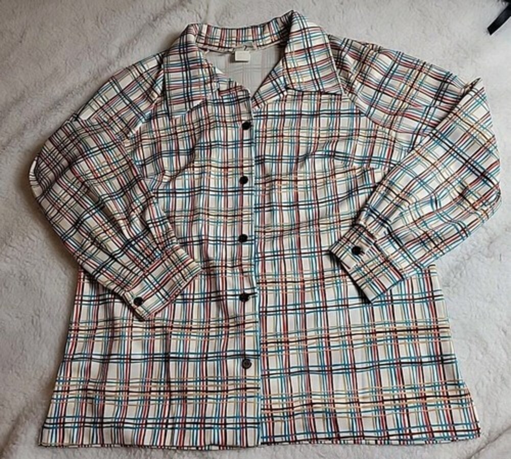 Vintage Shaker Sport Orange Brown Blue Stripe White  Print Shirt  Movie Prop
